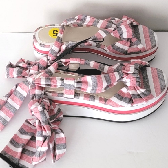 Zara Abierto Tac Tie Strap Platform Sandals. - Picture 5 of 11